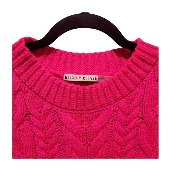 ALICE + OLIVIA Lennie Cable Mini Dress Wild Pink Long Sleeve Medium M - Picture 5 of 9